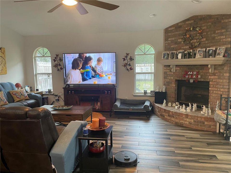 Family Room Wood Burning Fireplace