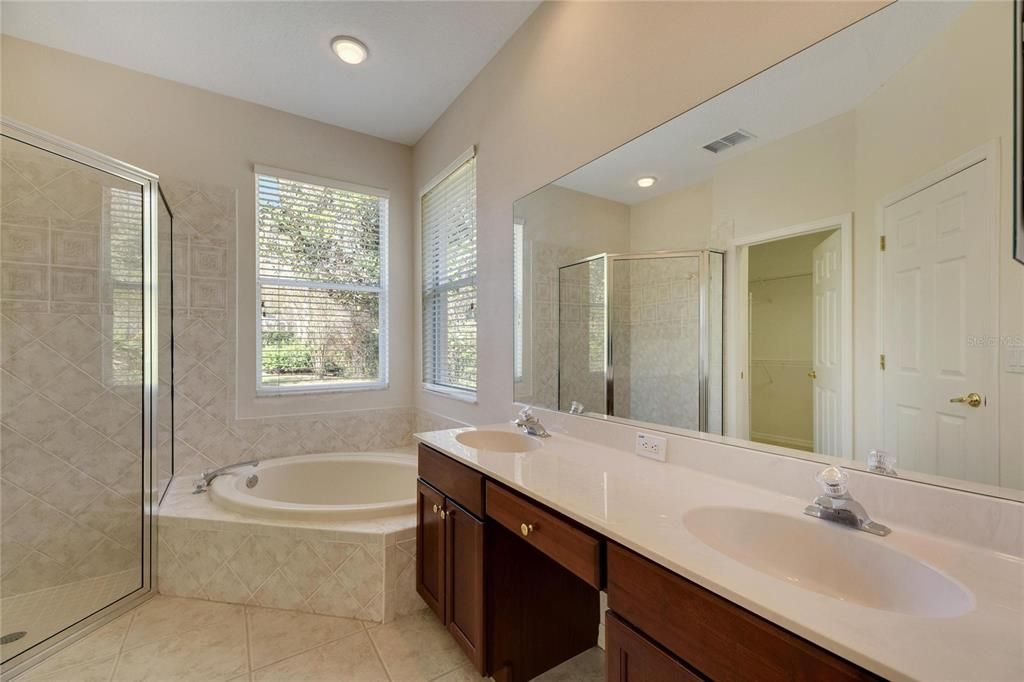 Master bath. Double sinks, garden tub, step in shower.