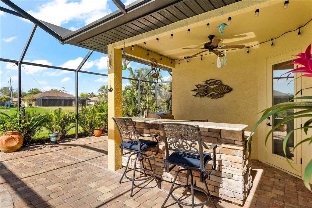 Full Outdoor Kitchen and Bar Area