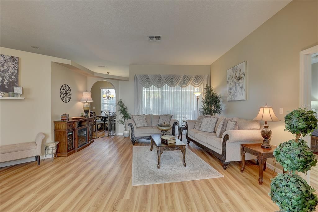 View of living room from front door entrance