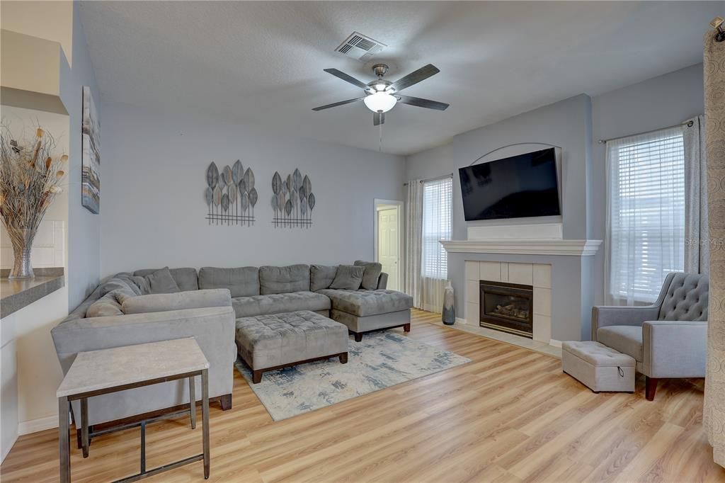 View of family room from living room