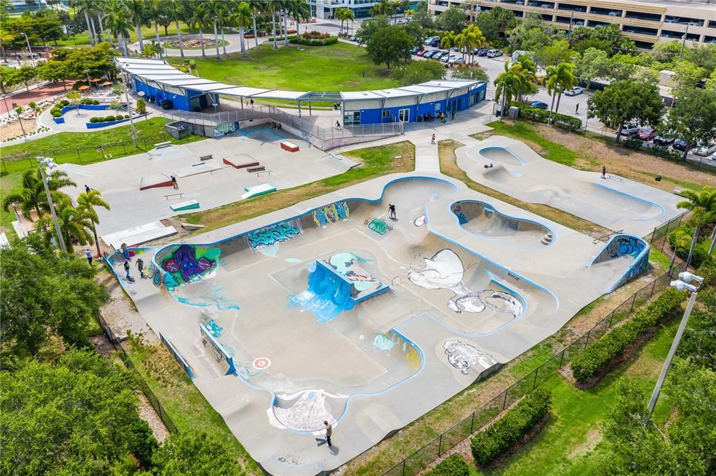 Aerial of the skate park