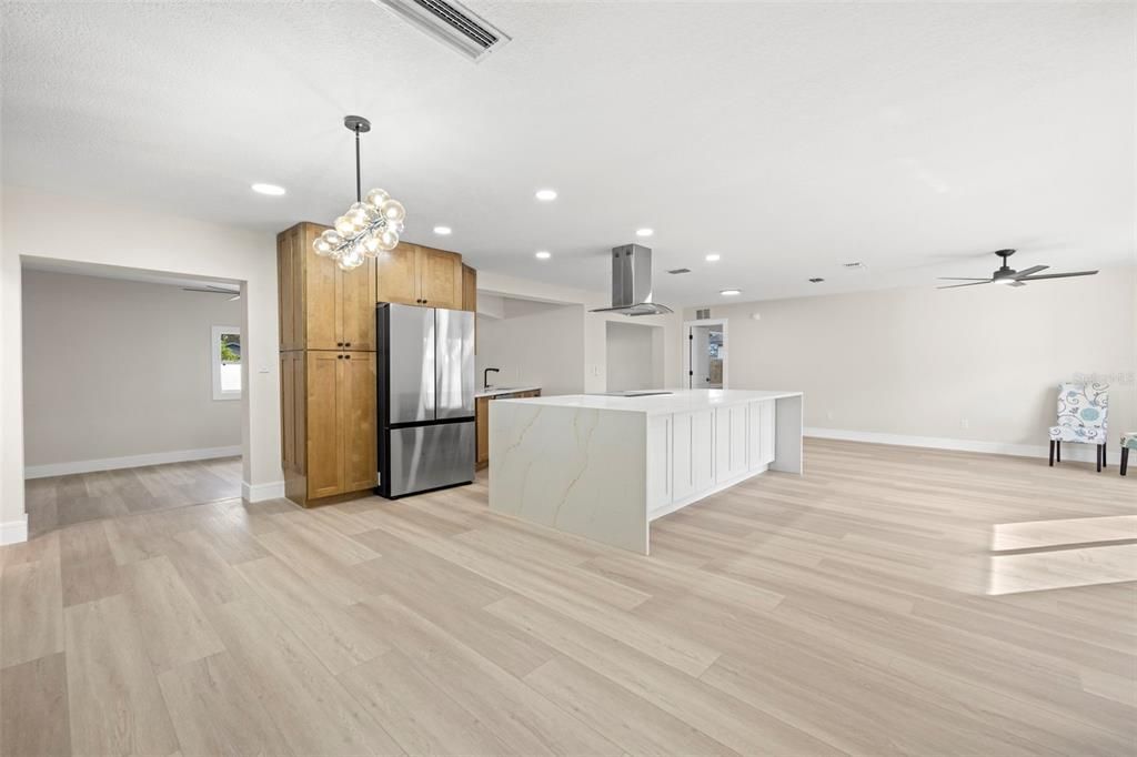 Great Room integrated with Large Kitchen!  You will love what they did!