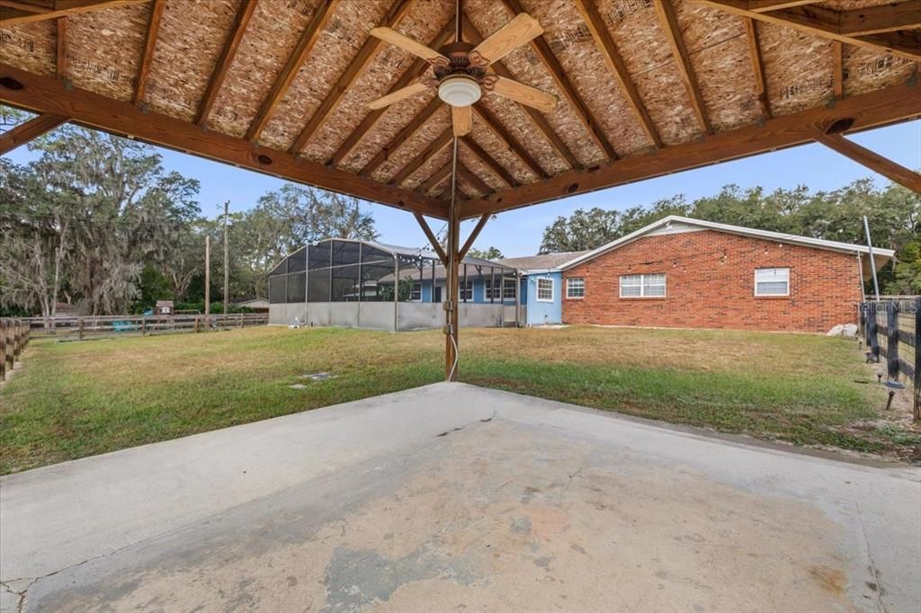 Gazebo in backyard with electricity