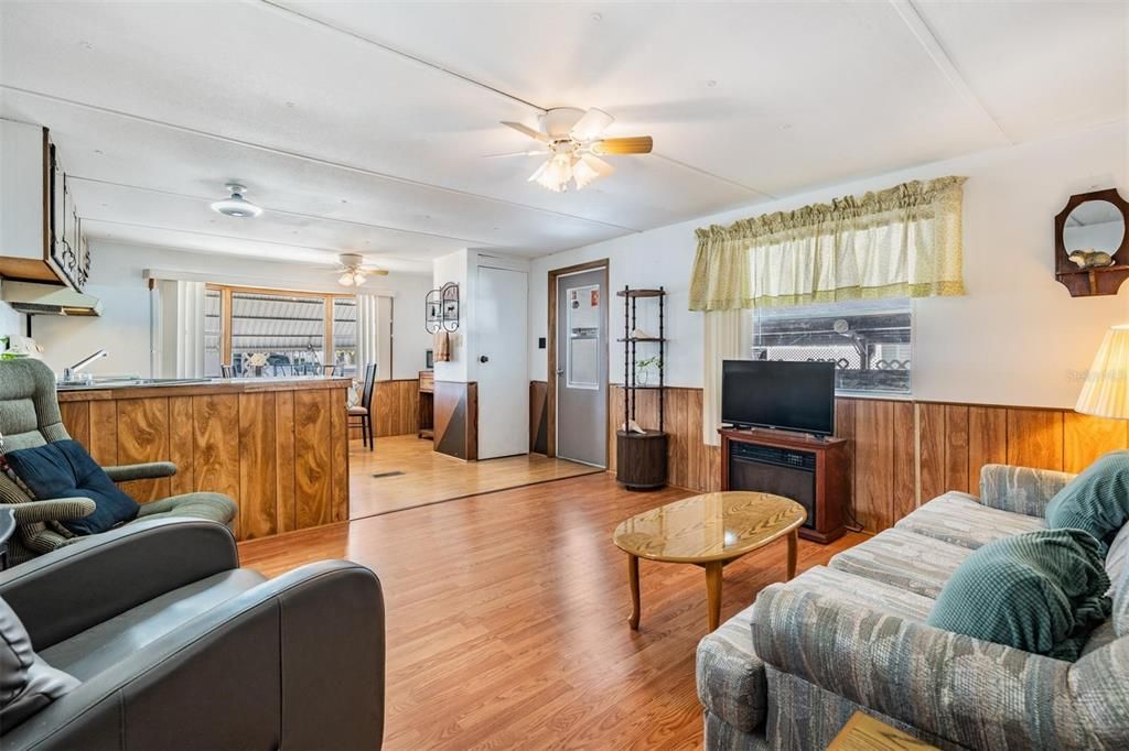 Living room open to kitchen