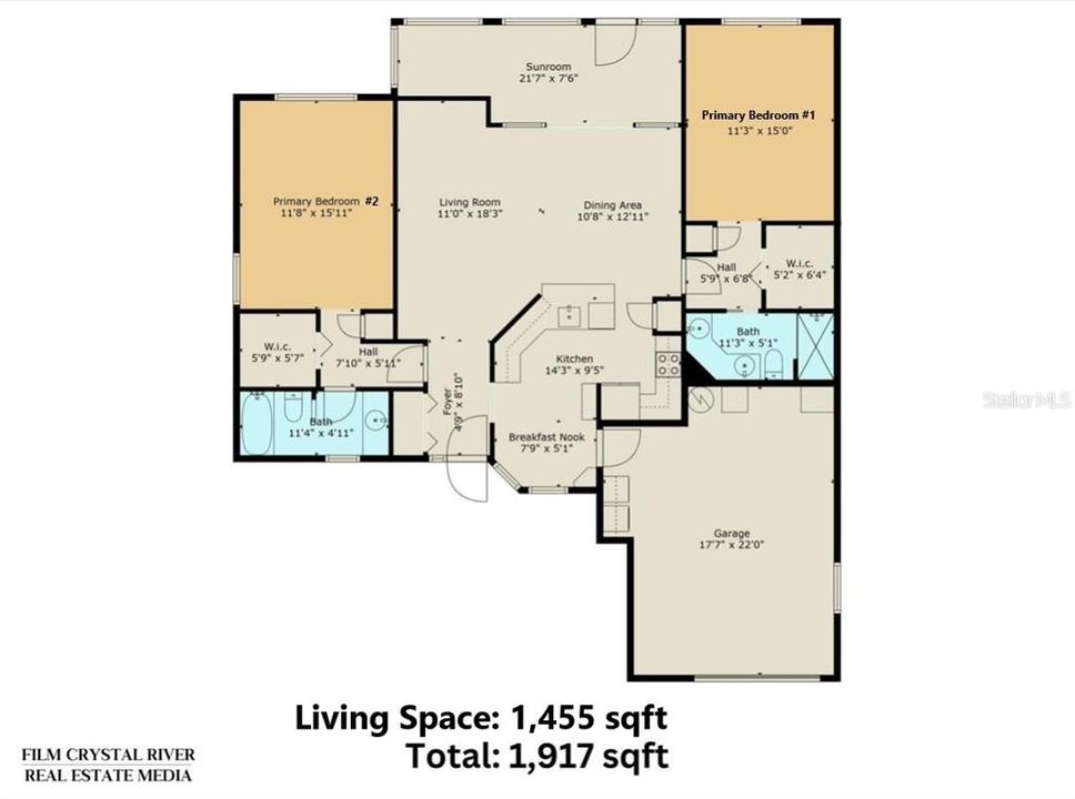 Floor Plan...2BD/2BA w/ 1455sqft of Living Space