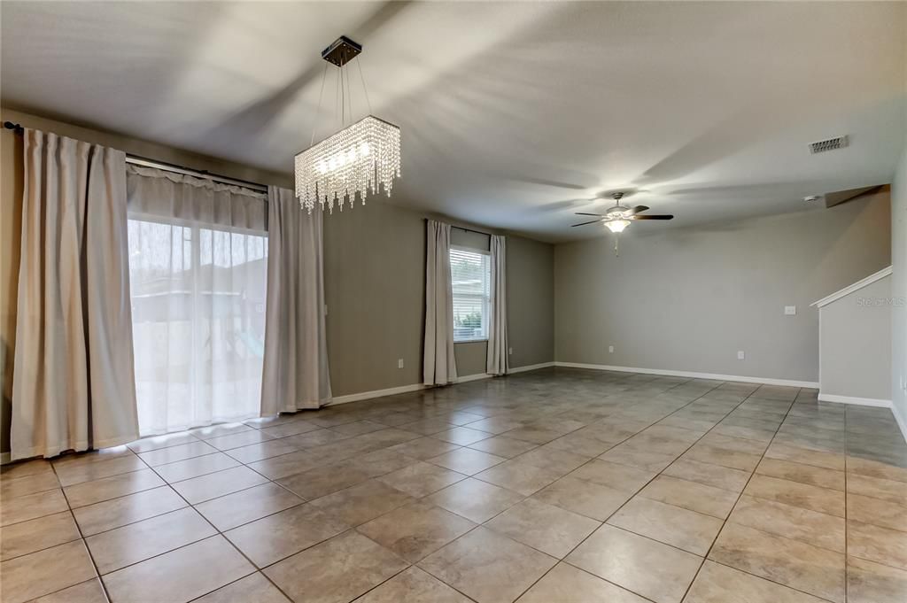 Dining/living space towards sliding patio doors