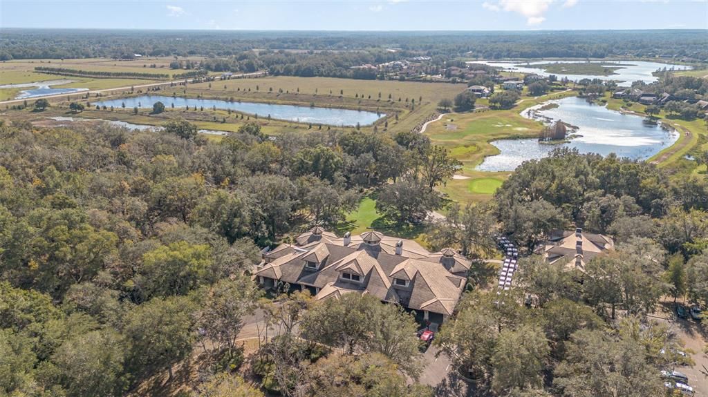 Aerial View of the RedTail Clubhouse and the Golf Course beyond