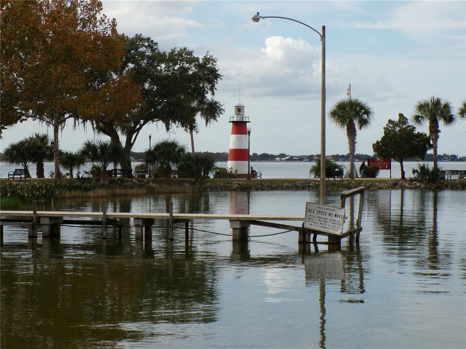 Mt Dora famous lighthouse and area around public docks and seaplane base