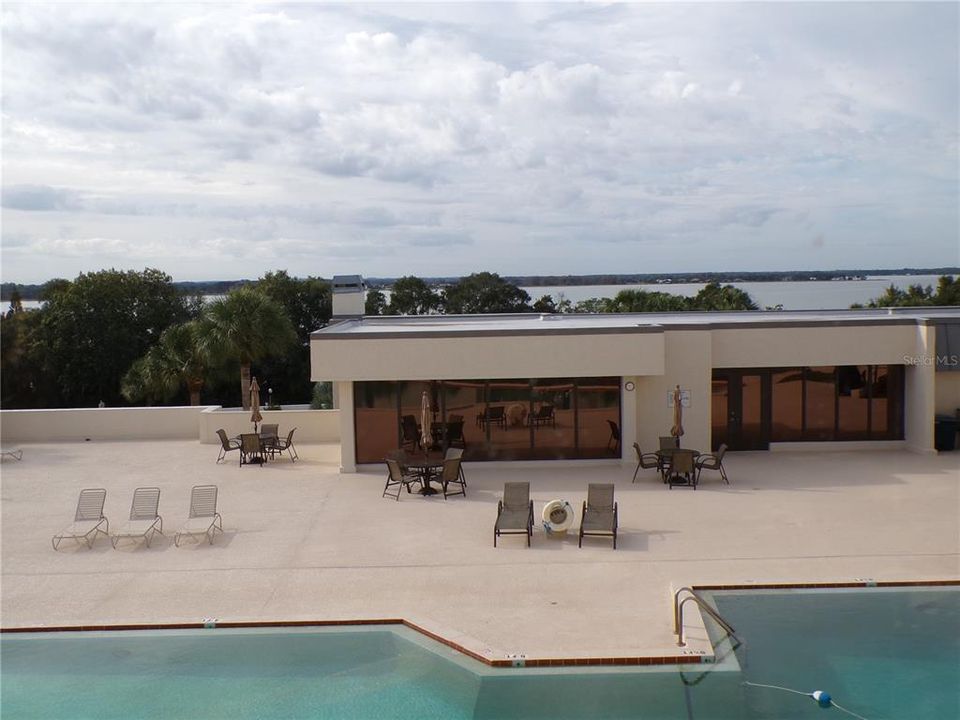 Pool & club house area from bar area of home