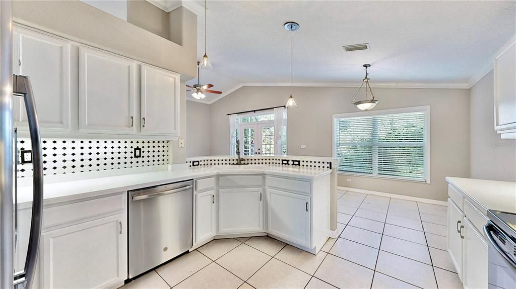 Sleek kitchen with stainless steel appliances