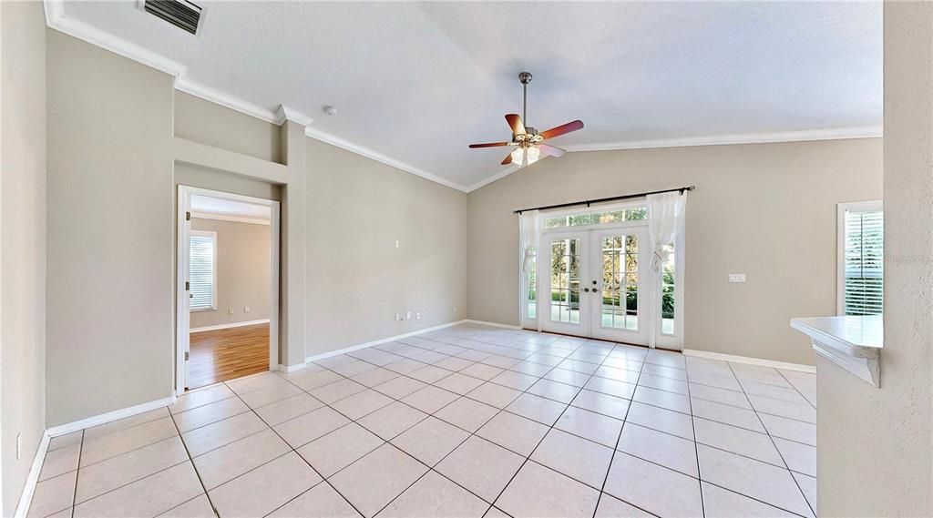 Large Great Room with French Doors to backyard/lanai