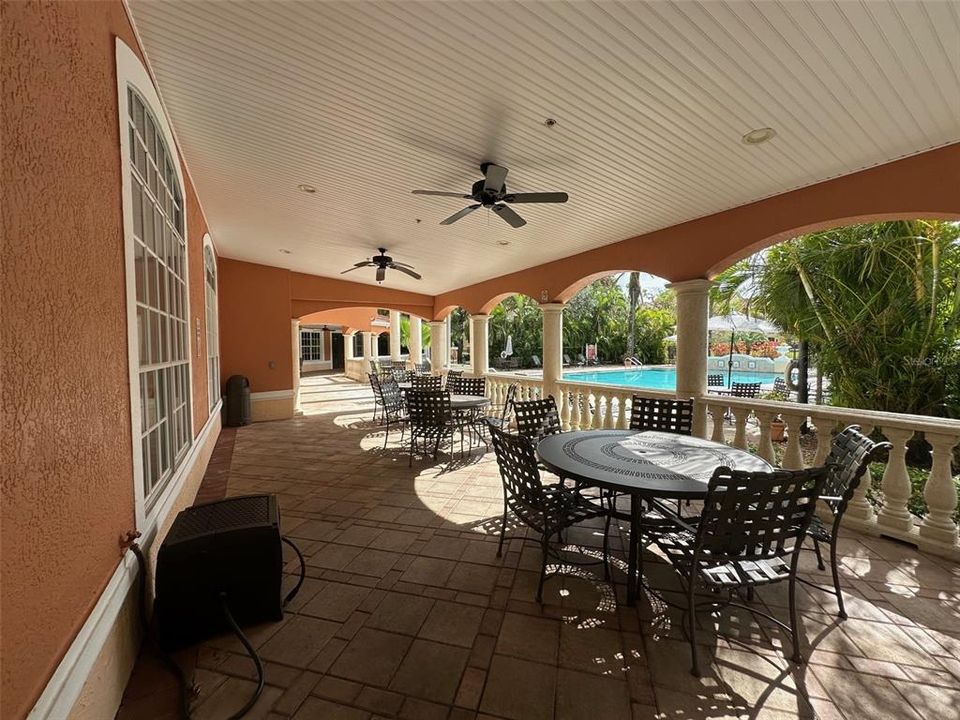 patio around pool area