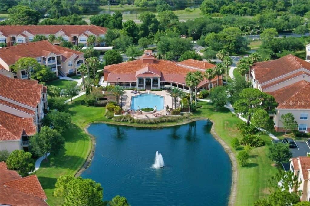 ariel view of clubhouse and some of the buildings