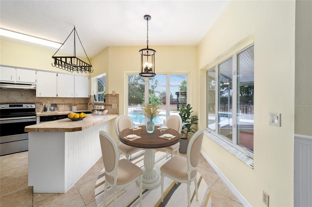 virtually staged breakfast nook