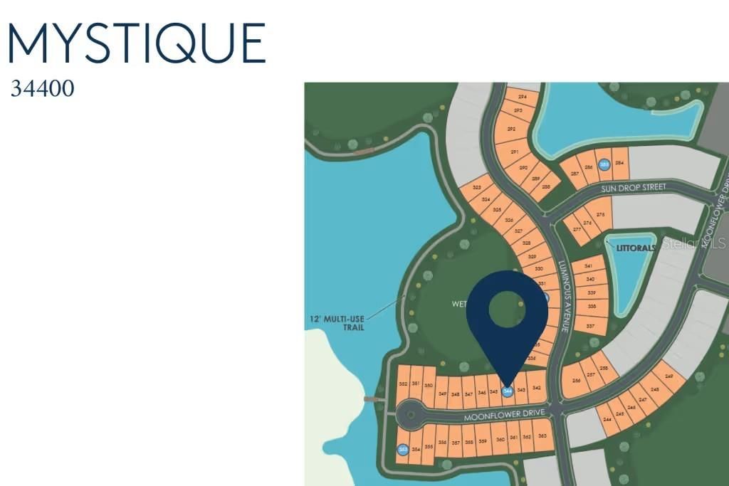 Site map: Lot 344 - Quiet street & room for pool!