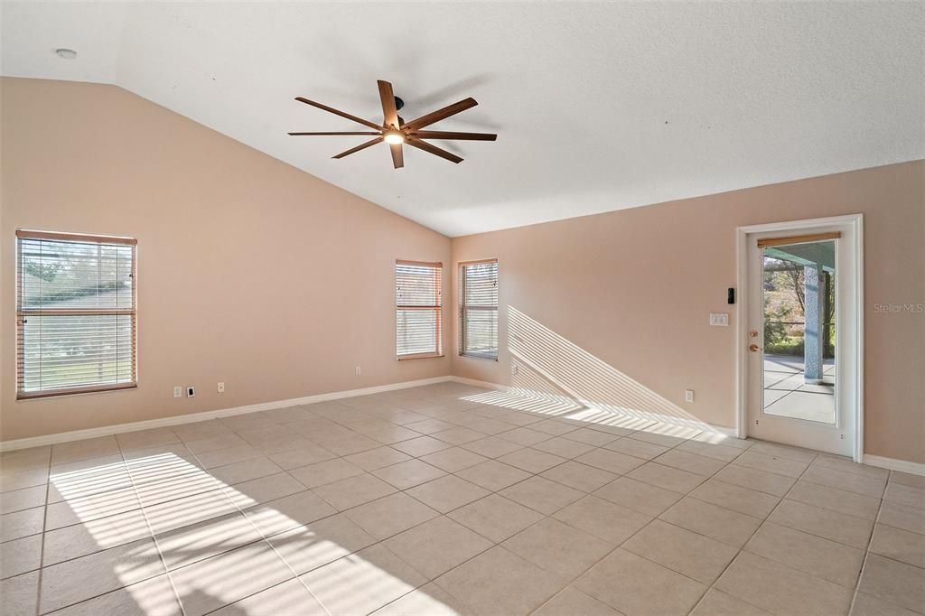 View of family room from kitchen