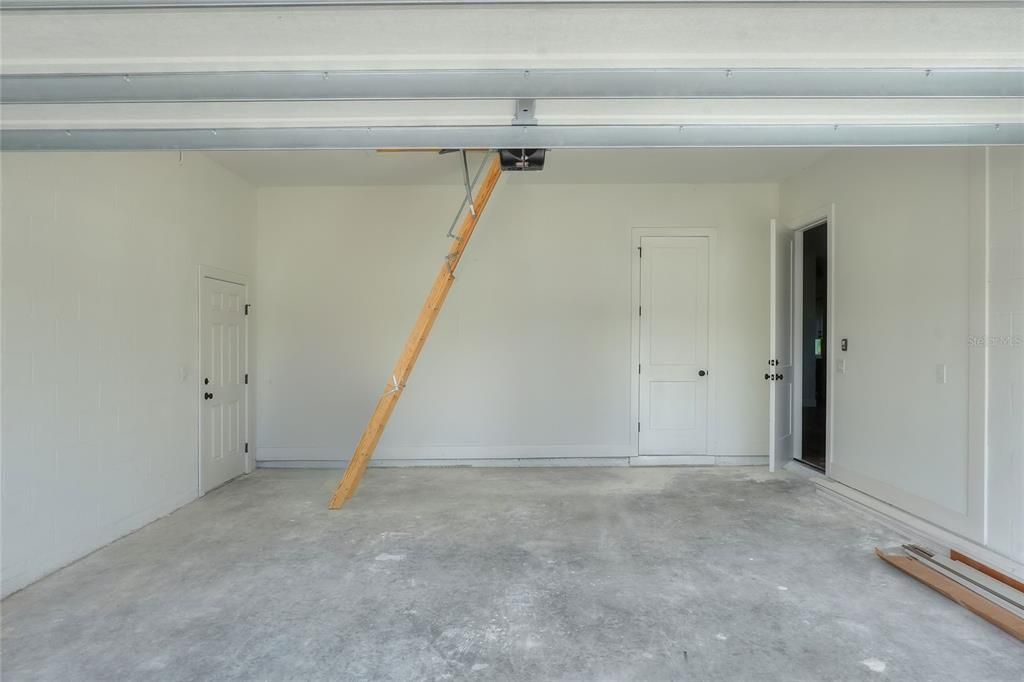 Garage with attic stairs