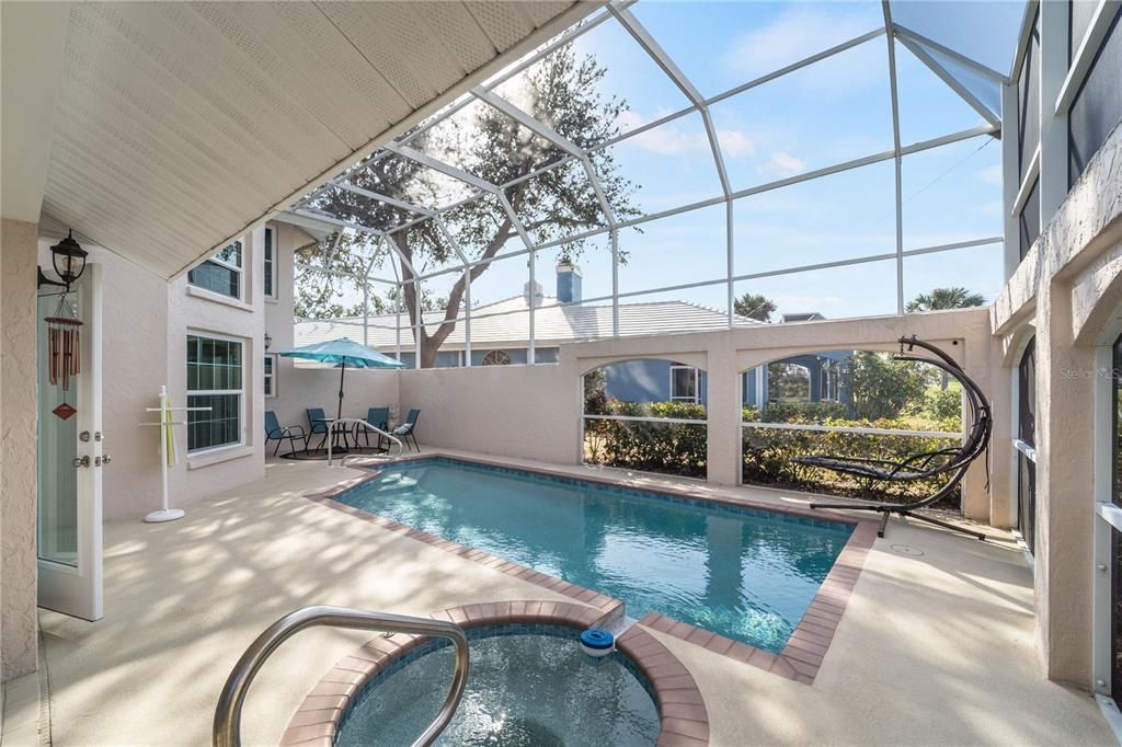 Pool and spa overlooking the oond and golf course