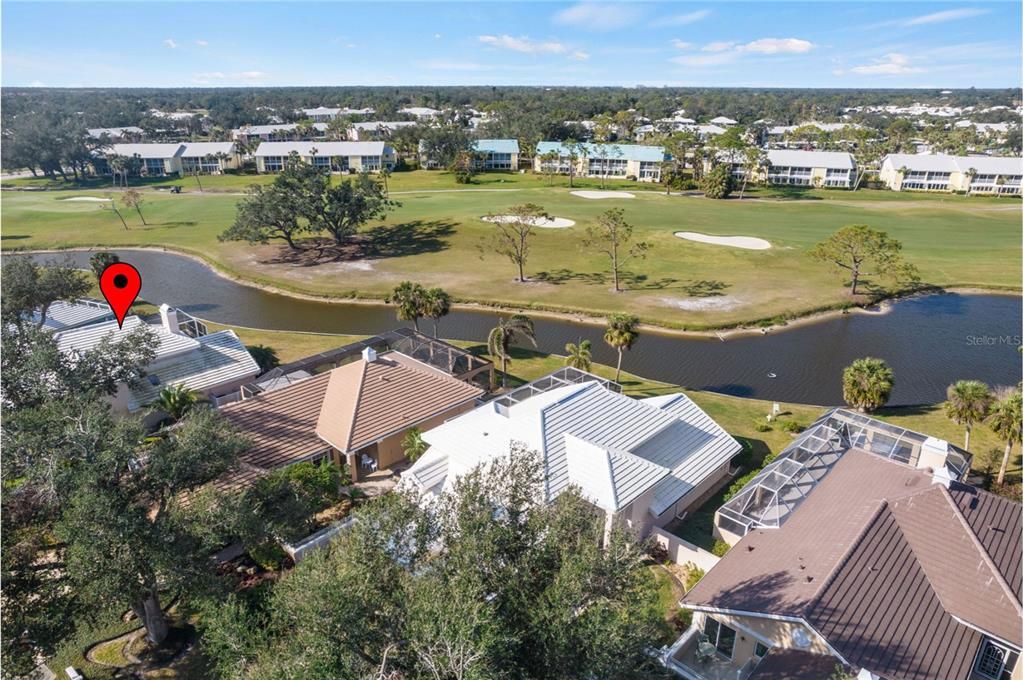 Showing the pond and golf course view