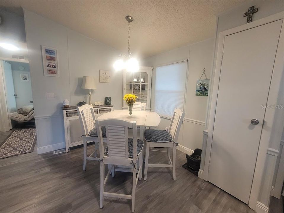 dining room with corner hutch