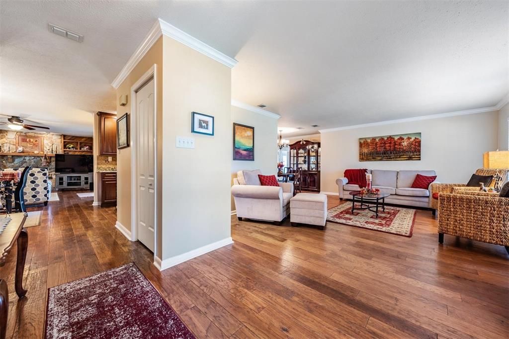 Front hall with view of living room