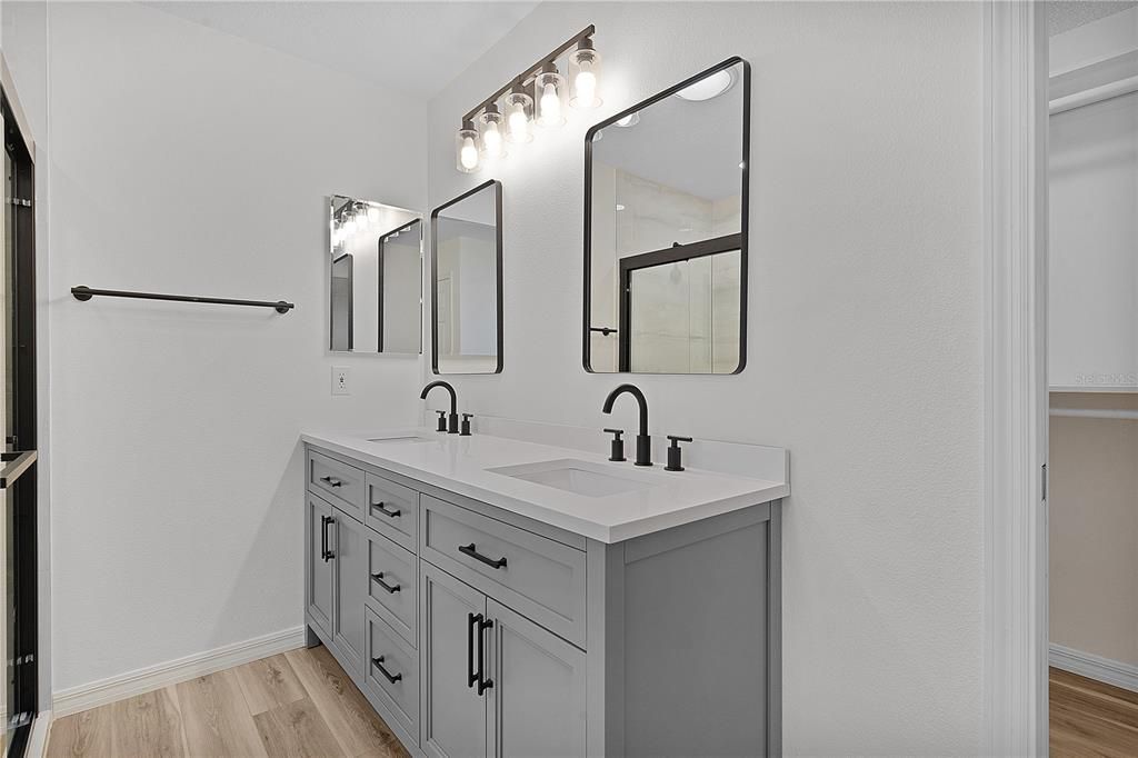 Primary bath dual sink vanity