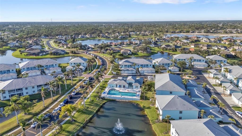 Community overlooking pool