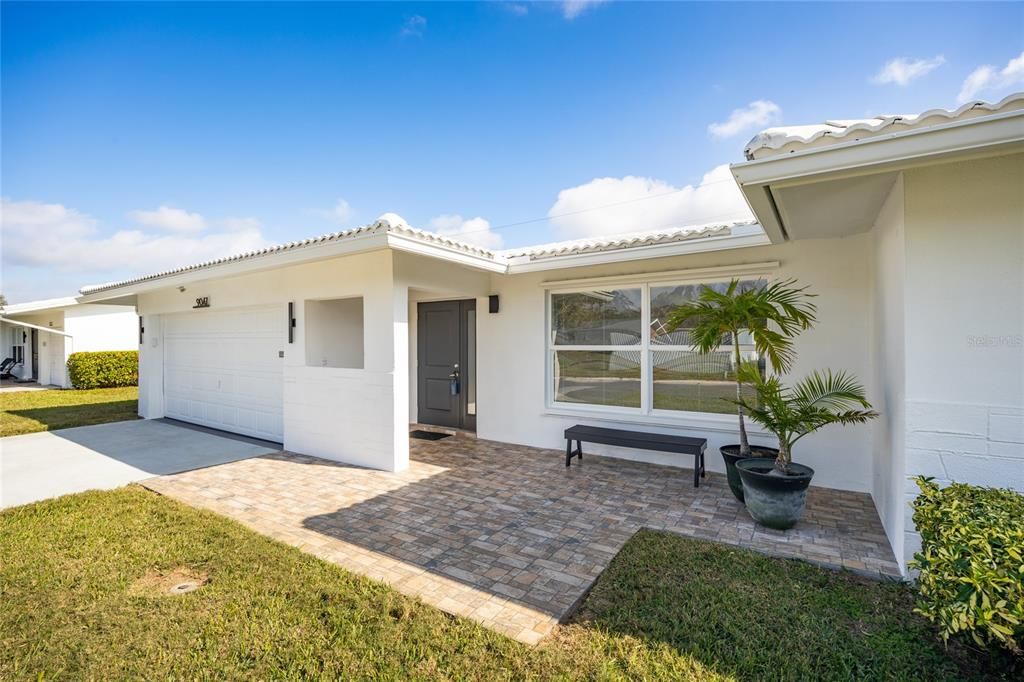 A large front patio greets you upon arrival!