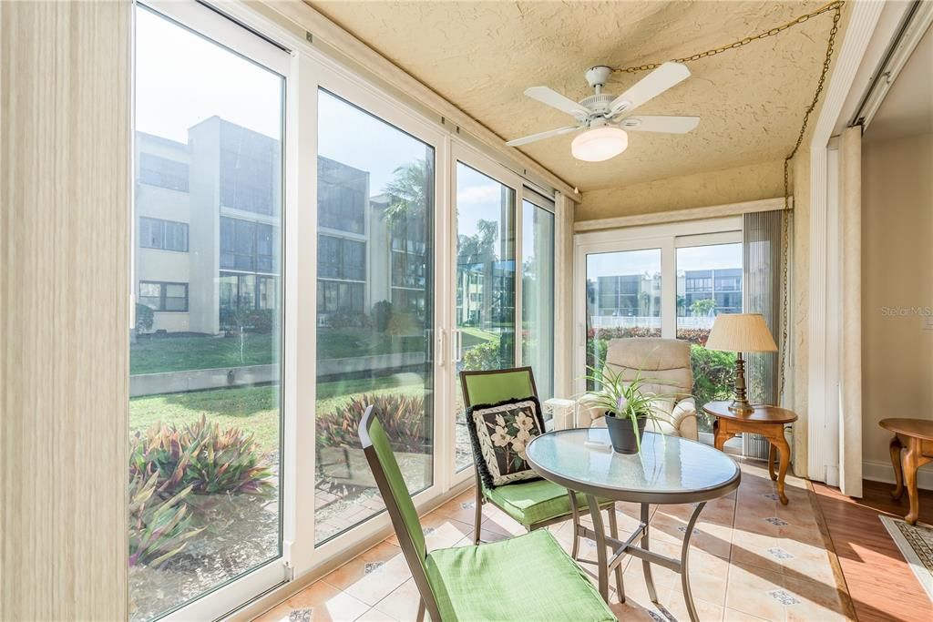 Sun room with beautiful views of the Lake.