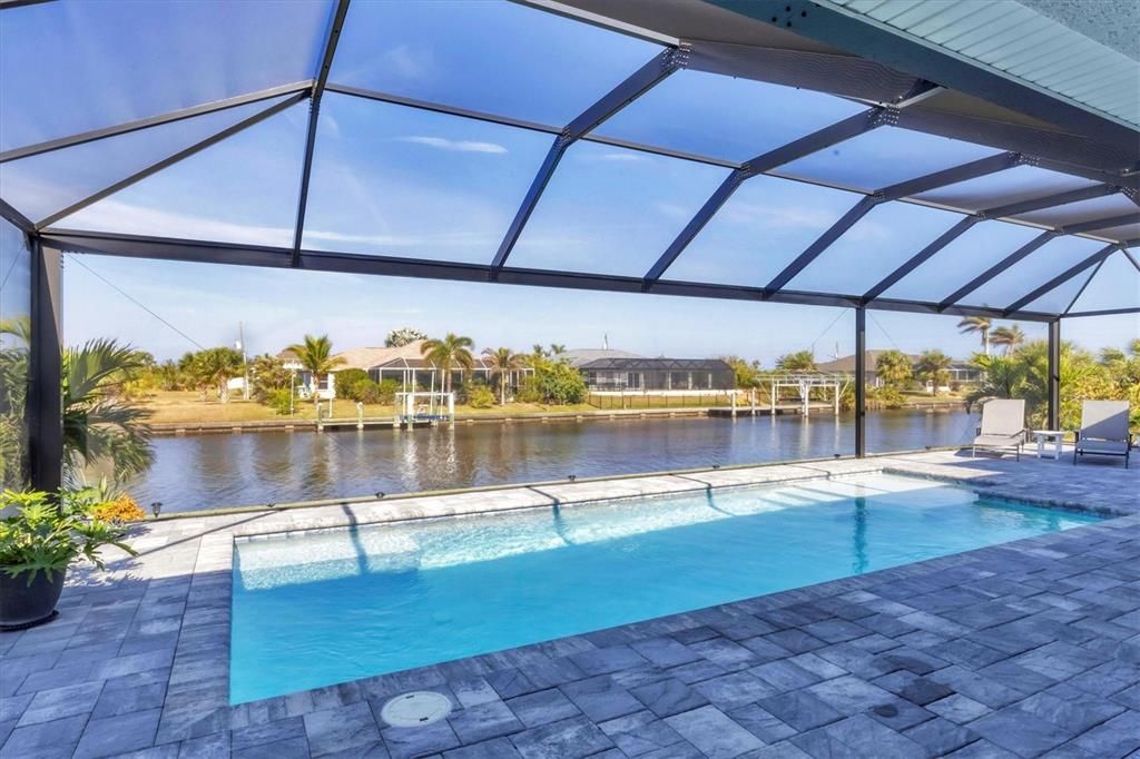 Beautiful Saltwater Pool features a Relaxing Sun Shelf