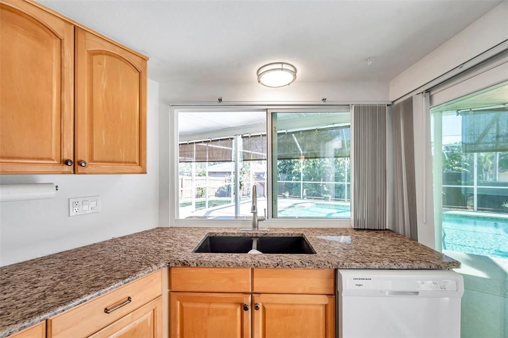 Pool Seating Bar has Access through Kitchen Window