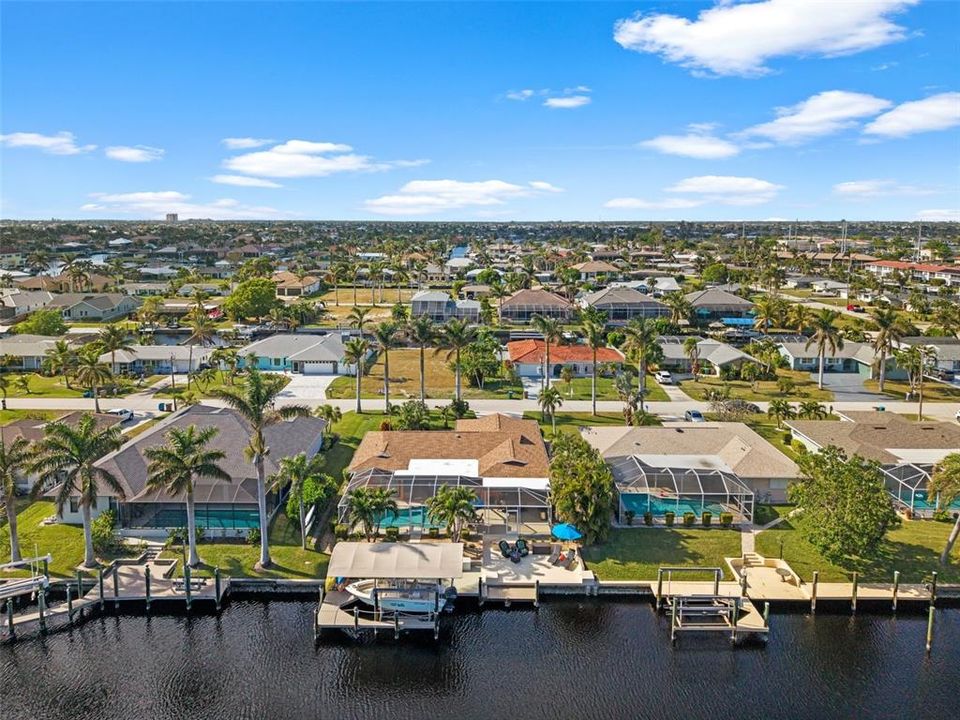 Aerial View of the back of the property, from the Canal