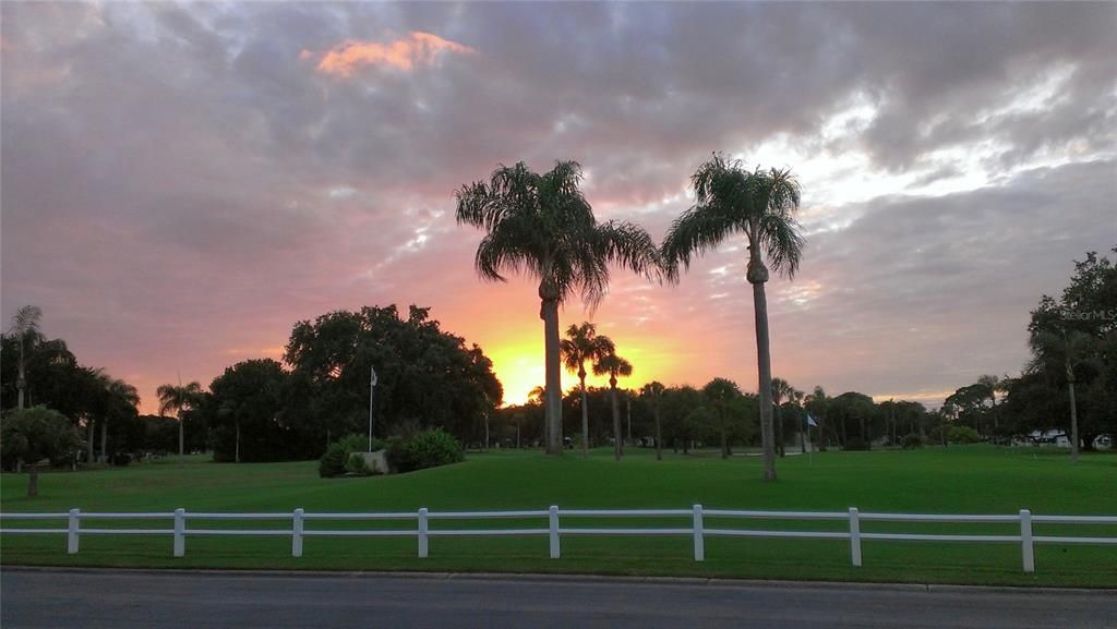 Sunset over the golf course.