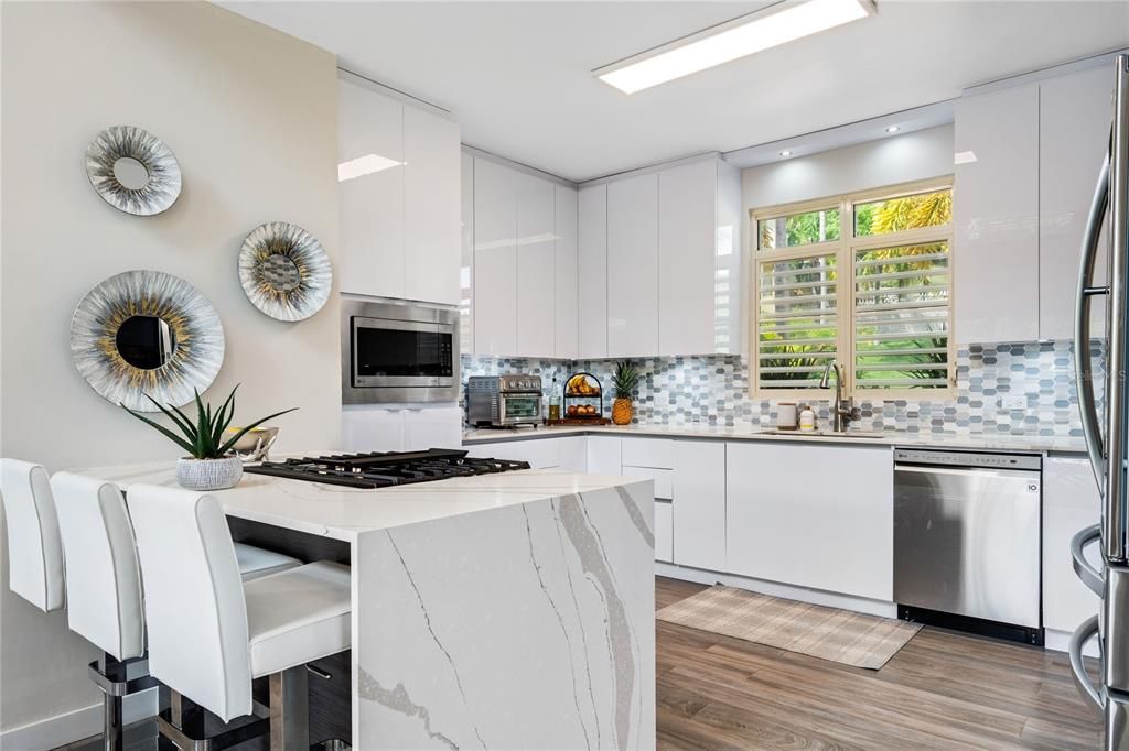 Kitchen with extra space to sit