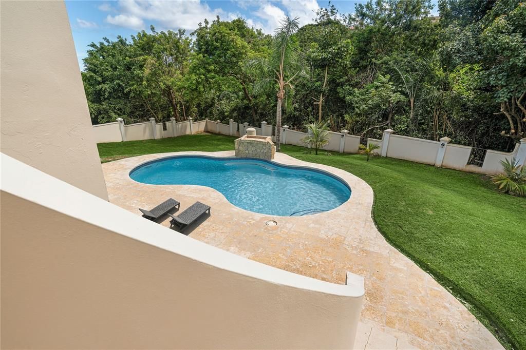 Fully Fenced and gated outdoors with lovely pool area