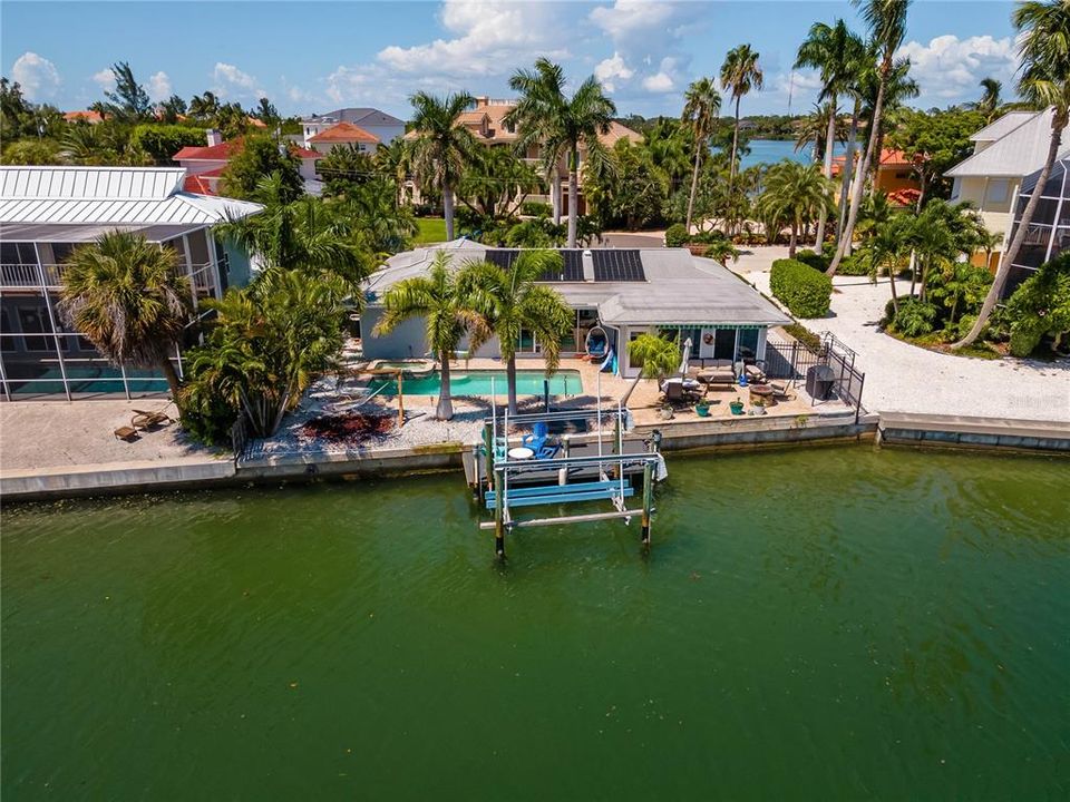 Brand new dock with a 16k lb. lift is being installed. Dock will be largest allowed, current dock is 7'8" x 20'. New one will likely be 12' x 20' or larger. Won't know until contractors tells us.