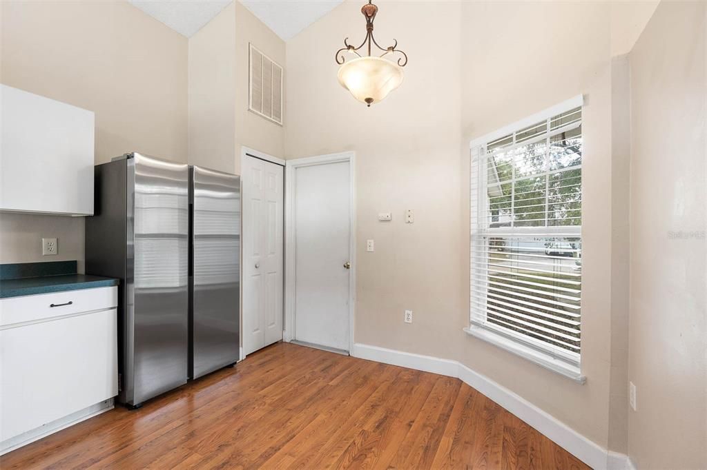 Kitchen with door leading to garage