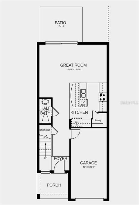 First Floor Plan - Design features added include: tile throughout the first floor, and quartz countertops in all bathrooms