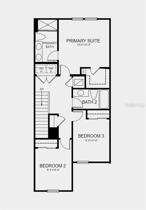 Second Floor Plan - Design features added include: tile throughout the first floor, and quartz countertops in all bathrooms