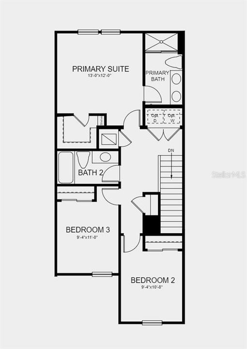 Second Floor Plan - Design features added include: tile flooring on the first floor, and side fencing on the patio.