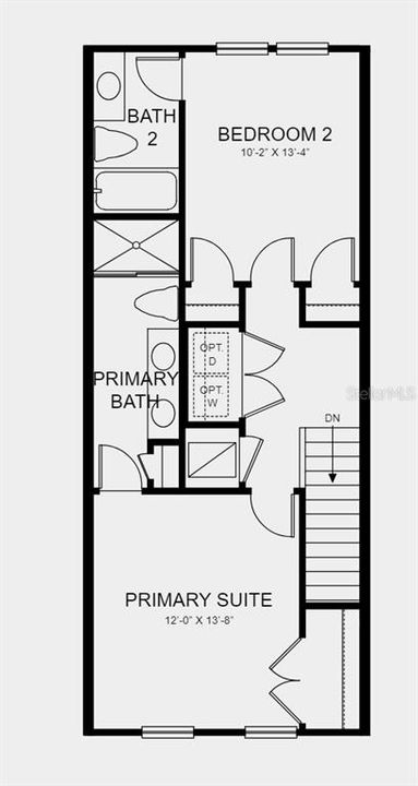 Second Floor Plan - Design features added include: tile on the first floor, window treatments, and appliance package