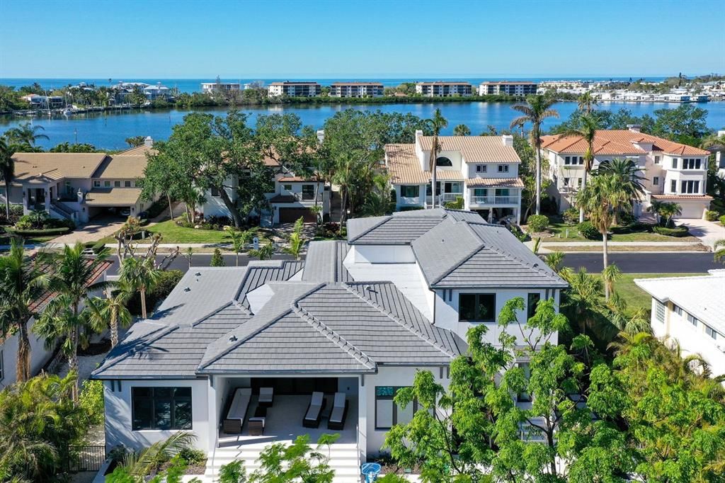 Aerial photo emphasizes the meticulous attention to detail in this newly constructed home.