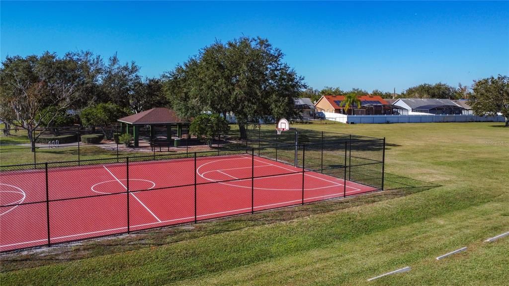 Another view of the basketball court and field.