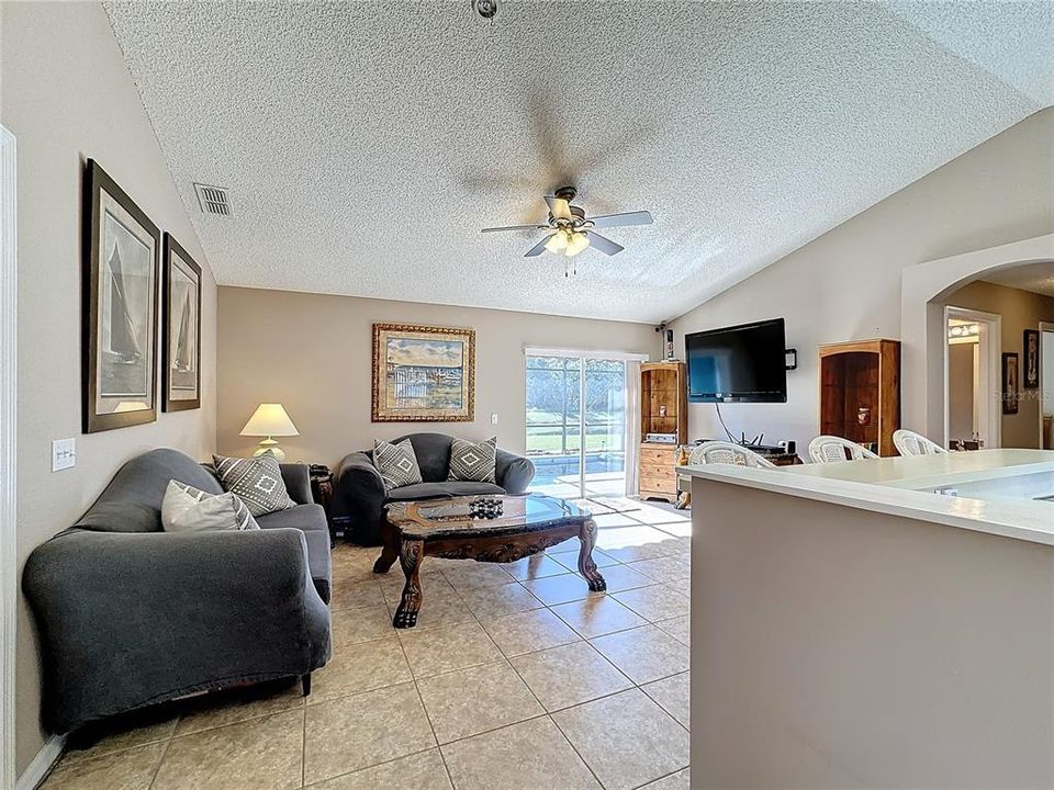 You'll notice the vaulted ceiling in the living room when you walk into the home.