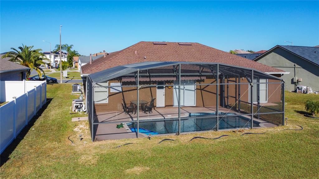 A view looking toward the north showing the back side of the home.