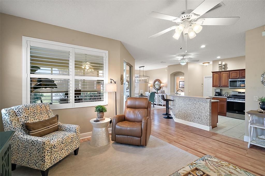 Living room looking toward the kitchen and dining room