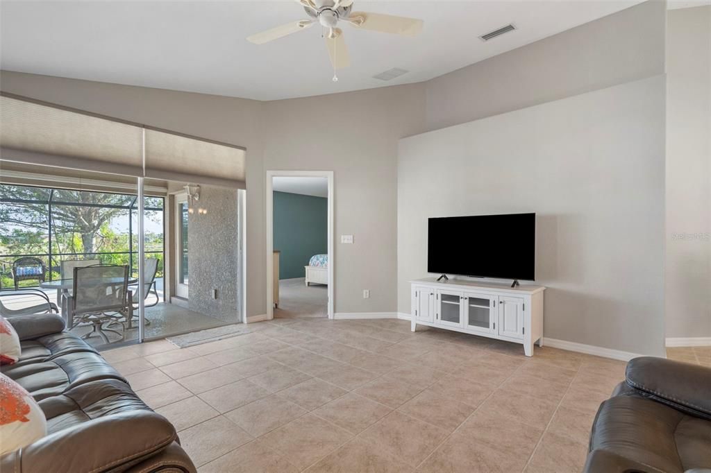 Tile flooring in main living areas.