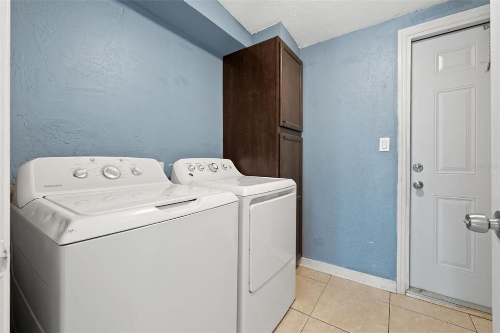 Laundry room with access to back yard