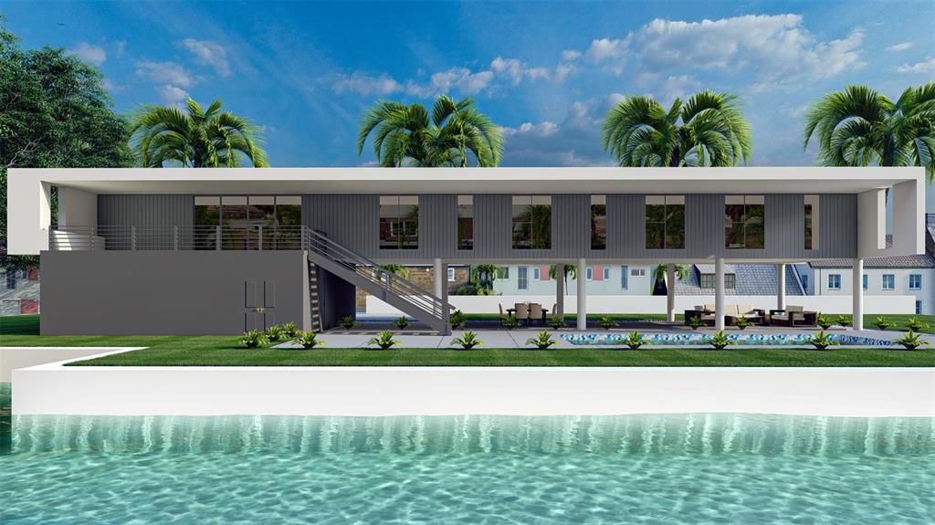 Virtual Rendering of exterior plans, from the canal.